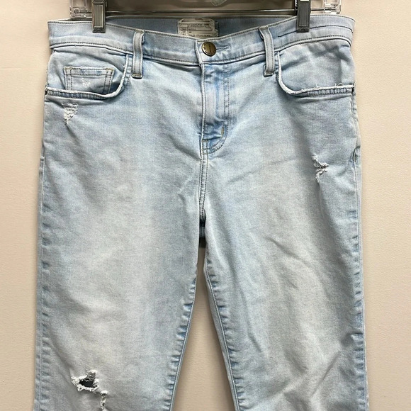 Current/Elliott The Kick Jean Solstice with Cut Hem Distressed 29 - Picture 2 of 14